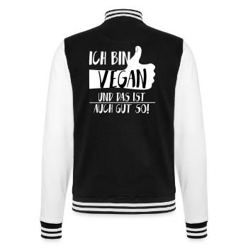 Vegan Gut so Daumen hoch SabineVegan HerzAufShirt - College-Sweatjacke - Schwarz/Weiß - Hinten - Marisol (170cm)