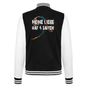 Ich liebe meinen Bass - ich spiele Bass - College-Sweatjacke - Schwarz/Weiß - Hinten - Marisol (170cm)