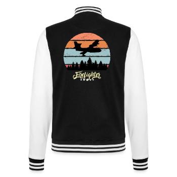 Löschflugzeug der Feuerwehr Vintage Flugzeuge - College-Sweatjacke - Schwarz/Weiß - Hinten - Marisol (170cm)