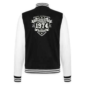 49. Geburtstag Mann Original Oktober Jahrgang 1974 - College-Sweatjacke - Schwarz/Weiß - Hinten - Marisol (170cm)