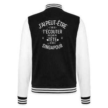 Dans ma Tête je suis à Singapour - Veste Teddy - noir/blanc - Dos - Marisol (170cm)