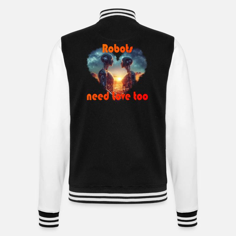 Robots need love - College-Sweatjacke - Schwarz/Weiß