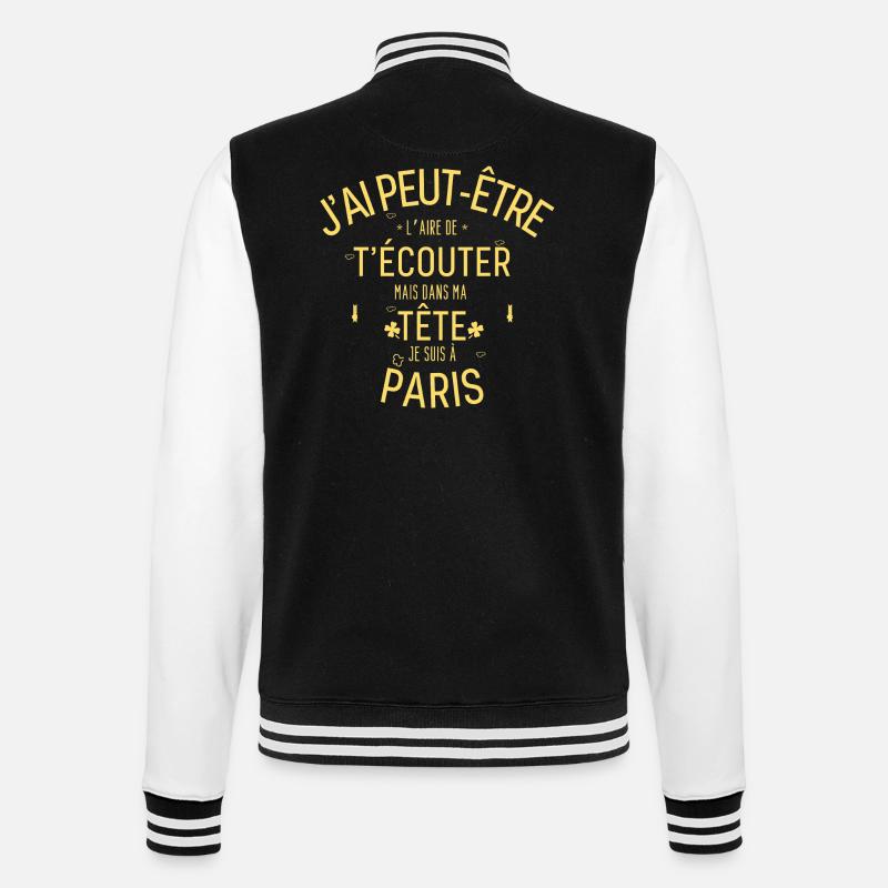 Dans ma Tête je suis à paris - Veste Teddy - noir/blanc