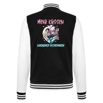 Mehr küssen weniger stressen bunte küssende Zebras - College-Sweatjacke - Schwarz/Weiß - Hinten - Marisol (170cm)
