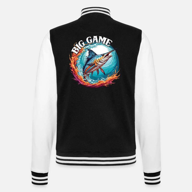 Springender Marlin Hochseefischen Tiefseefischen - College-Sweatjacke - Schwarz/Weiß