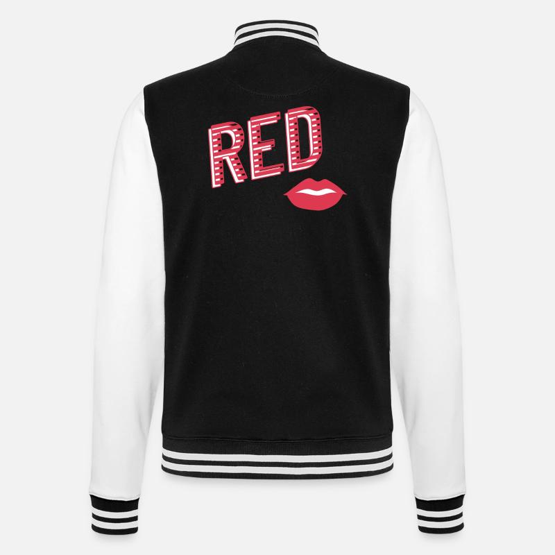 Red Lips - College-Sweatjacke - Schwarz/Weiß
