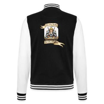 INTO THE BATTLE BUT FIRST COFFEE - College-Sweatjacke - Schwarz/Weiß - Hinten - Marisol (170cm)