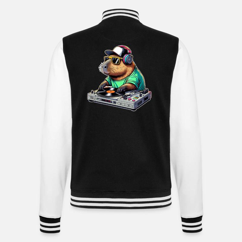 Capybara Dj - College Sweat Jacket - black/white