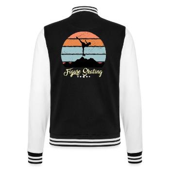 Eiskunstlauf Vintage Retro Sonnenuntergang Sport - College-Sweatjacke - Schwarz/Weiß - Hinten - Marisol (170cm)