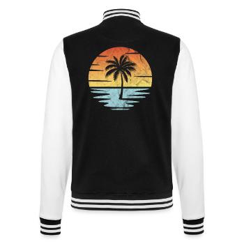 Sonnenuntergang am Strand - College-Sweatjacke - Schwarz/Weiß - Hinten - Marisol (170cm)