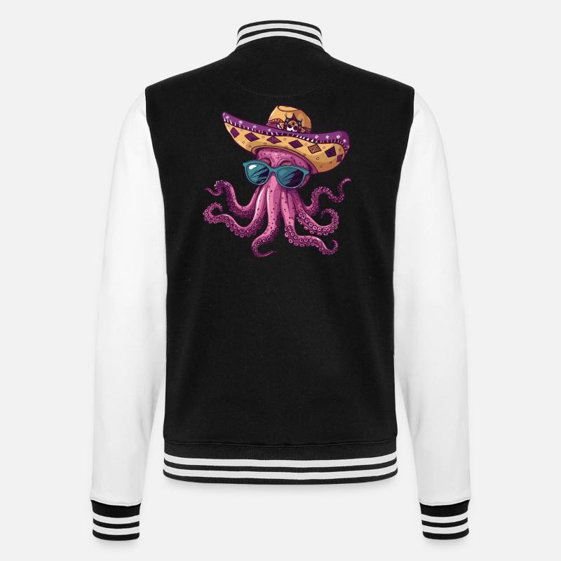 Octopus Funny Sombrero - College Sweat Jacket - black/white