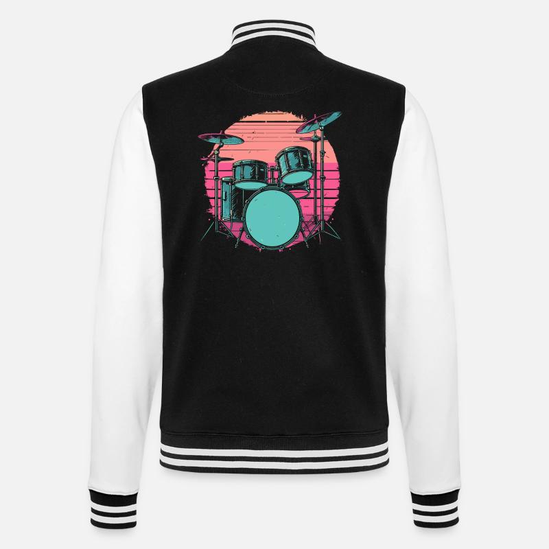 Drums Synthwave - College Sweat Jacket - black/white