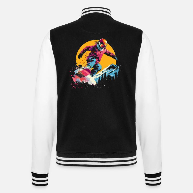 Snowboarder Synthwave - College Sweat Jacket - black/white