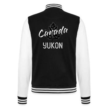 Vintage Yukon Kanada Shirt mit Ahornblatt Look - College-Sweatjacke - Schwarz/Weiß - Hinten - Marisol (170cm)