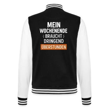 Funny Weekend Saying - College Sweat Jacket - black/white - Back - Marisol (170cm)