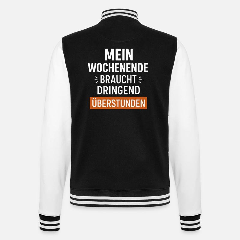 Lustiger Wochenende Spruch - College-Sweatjacke - Schwarz/Weiß