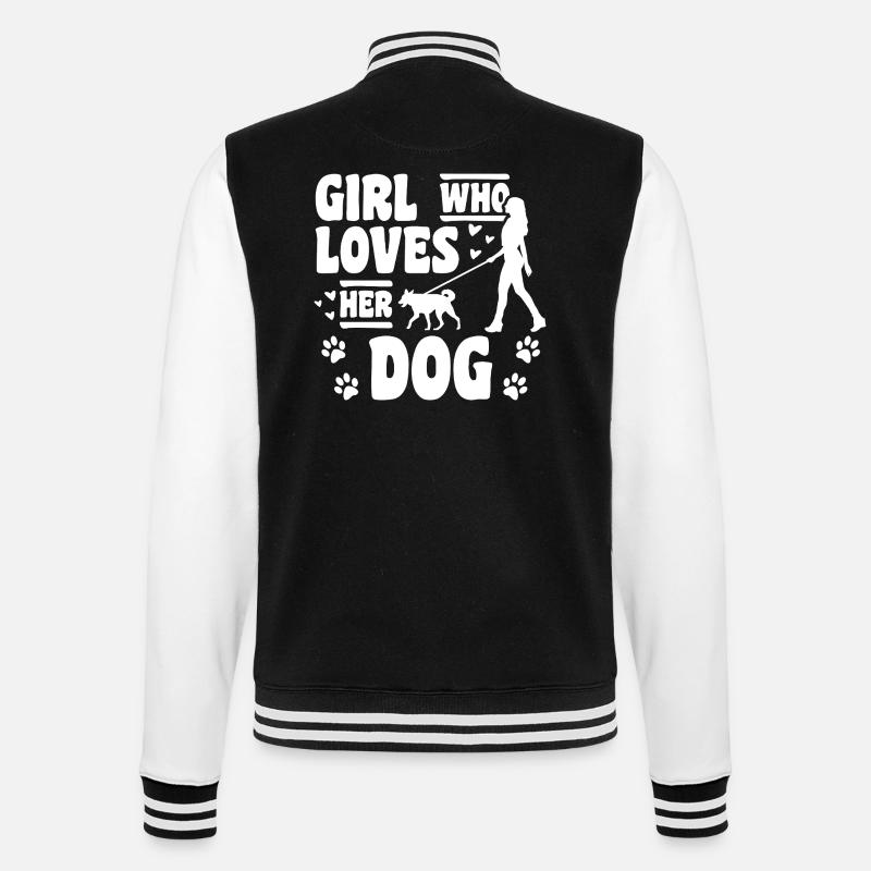 Mädchen das Hunde liebt - College-Sweatjacke - Schwarz/Weiß