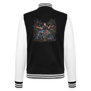 Batteur masculin jouant de batterie Imprimé - Veste Teddy - noir/blanc - Dos - Marisol (170cm)