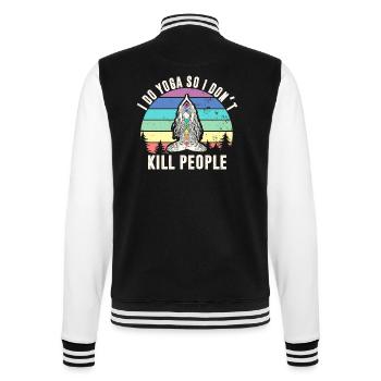 Je fais du yoga pour ne pas tuer les gens - Veste Teddy - noir/blanc - Dos - Marisol (170cm)