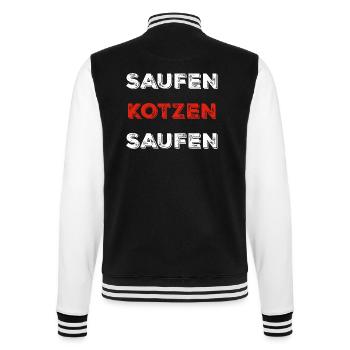 Saufen kotzen saufen - College-Sweatjacke - Schwarz/Weiß - Hinten - Marisol (170cm)
