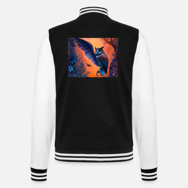 Eule - College-Sweatjacke - Schwarz/Weiß