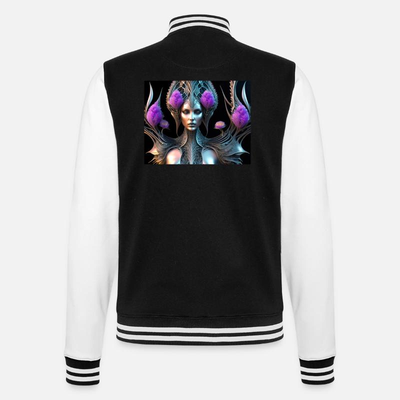 Blumen Mädchen Biomechanisch - College-Sweatjacke - Schwarz/Weiß
