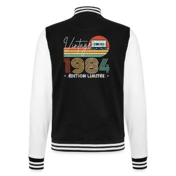 Vintage 1984 cadeau année de naissance 1984 rétro - Veste Teddy - noir/blanc - Dos - Marisol (170cm)