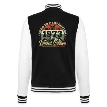 1973 Naissance Vintage Geburtstg Retro - Veste Teddy - noir/blanc - Dos - Marisol (170cm)