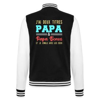 J' ai deux titres papa et papa bonus cadeau père - Veste Teddy - noir/blanc - Dos - Marisol (170cm)