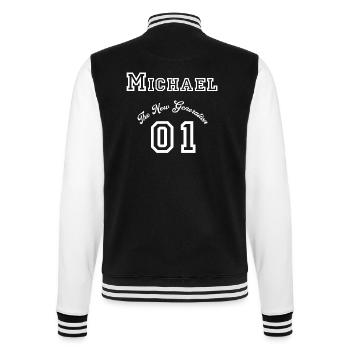 Vorname Michael - "The New Generation", Weiß - College-Sweatjacke - Schwarz/Weiß - Hinten - Marisol (170cm)
