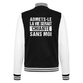 La vie serait plus chiante sans moi humour cadeau - Veste Teddy - noir/blanc - Dos - Marisol (170cm)