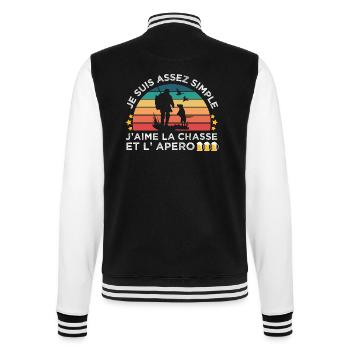 Chasse et apéro humour chasseur cadeau chasse cool - Veste Teddy - noir/blanc - Dos - Marisol (170cm)
