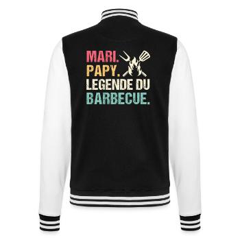Mari papy légende du barbecue cadeau grand-père - Veste Teddy - noir/blanc - Dos - Marisol (170cm)
