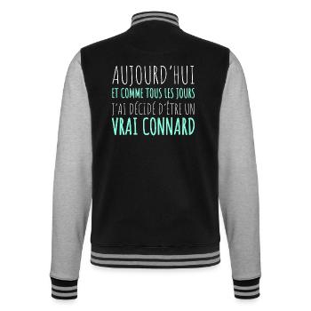 J' ai décidé d' être un vrai connard humour cadeau - Veste Teddy - noir/gris chiné - Dos - Marisol (170cm)