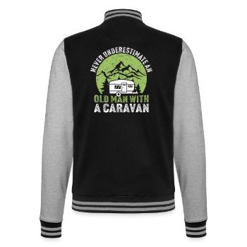 never underestimate an old man with a caravan - College Sweat Jacket - black/heather grey - Back - Marisol (170cm)