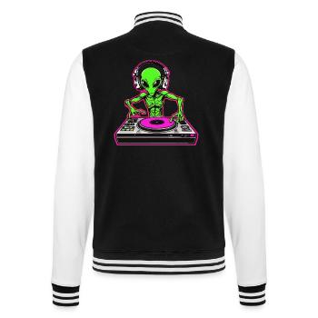 Incredibly cool: Neon Alien DJ for your party - College Sweat Jacket - black/white - Back - Marisol (170cm)