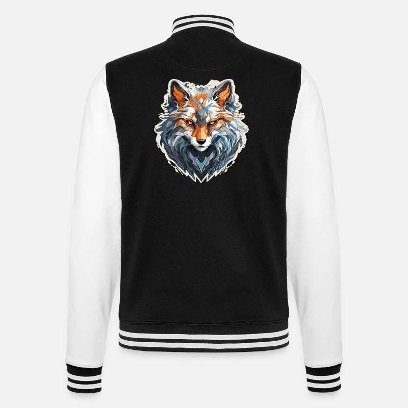 Fuchs - Illustration - College-Sweatjacke - Schwarz/Weiß