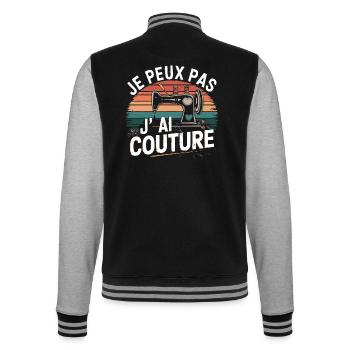 La Couture, Ma Passion - Look Vintage Authentique - Veste Teddy - noir/gris chiné - Dos - Marisol (170cm)