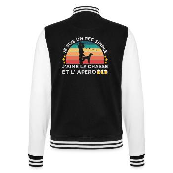 Chasse et apéro humour chasseur cadeau chasse cool - Veste Teddy - noir/blanc - Dos - Marisol (170cm)