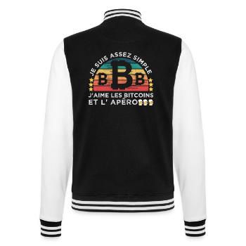 J' aime les crypto-monnaies et l' apéro cadeau - Veste Teddy - noir/blanc - Dos - Marisol (170cm)
