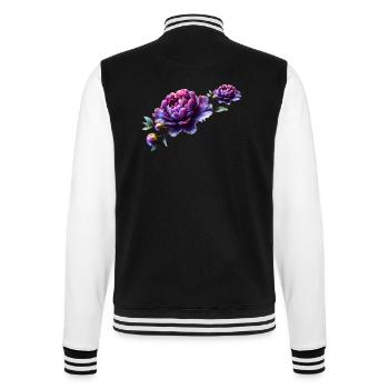 Purple peony in vibrant and elegant design - College Sweat Jacket - black/white - Back - Marisol (170cm)