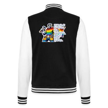 Dad – Superhero in the colors of the rainbow - College Sweat Jacket - black/white - Back - Marisol (170cm)