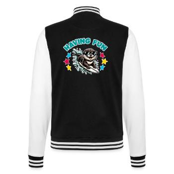 Funny surfing otter with sunglasses - College Sweat Jacket - black/white - Back - Marisol (170cm)