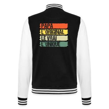 Papa l' original cadeau fête des pères vintage - Veste Teddy - noir/blanc - Dos - Marisol (170cm)