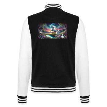 Ein mystisches Einhorn mit Aurora Boreralis - College-Sweatjacke - Schwarz/Weiß - Hinten - Marisol (170cm)