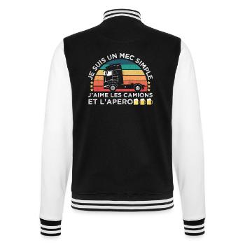 J' aime les camions et l' apéro humour routier - Veste Teddy - noir/blanc - Dos - Marisol (170cm)