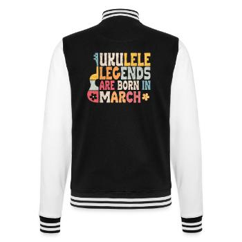 Ukulele Legends are born in March - College-Sweatjacke - Schwarz/Weiß - Hinten - Marisol (170cm)