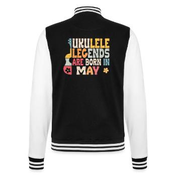 Ukulele Legends are born in May - College-Sweatjacke - Schwarz/Weiß - Hinten - Marisol (170cm)