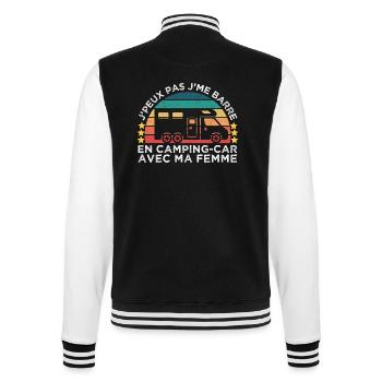 J'me barre en camping-car avec ma femme vintage - Veste Teddy - noir/blanc - Dos - Marisol (170cm)