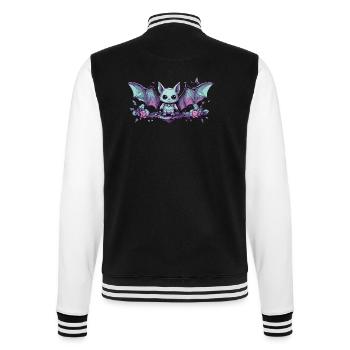 Kawaii Pastel Goth Bat Gothic Style - College Sweat Jacket - black/white - Back - Marisol (170cm)
